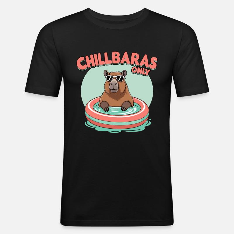 Chillbara - Relaxed Capybara Design - Men's Slim Fit T-Shirt - black