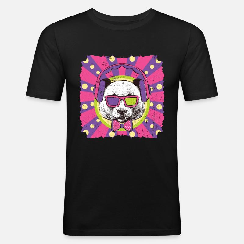 Funky Panda - Männer Slim Fit T-Shirt - Schwarz