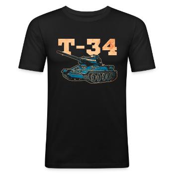 Sowjetischer Panzer T-34 - Männer Slim Fit T-Shirt - Schwarz - Vorne - Nik (191cm)