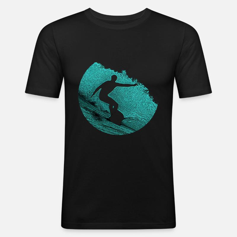 Surfer, Surfen, Geschenk - Männer Slim Fit T-Shirt - Schwarz