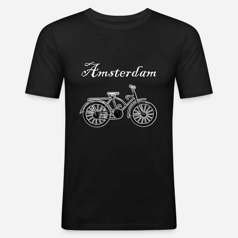 Fahrrad, Amsterdam, Geschenk - Männer Slim Fit T-Shirt - Schwarz