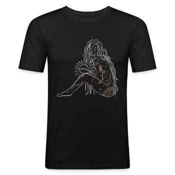 Féminité - T-shirt près du corps Homme - noir - Devant - Nik (191cm)