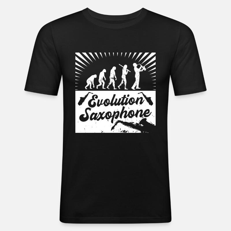 Evolution Saxophone Saxofon | Musikinstrument Jazz - Männer Slim Fit T-Shirt - Schwarz
