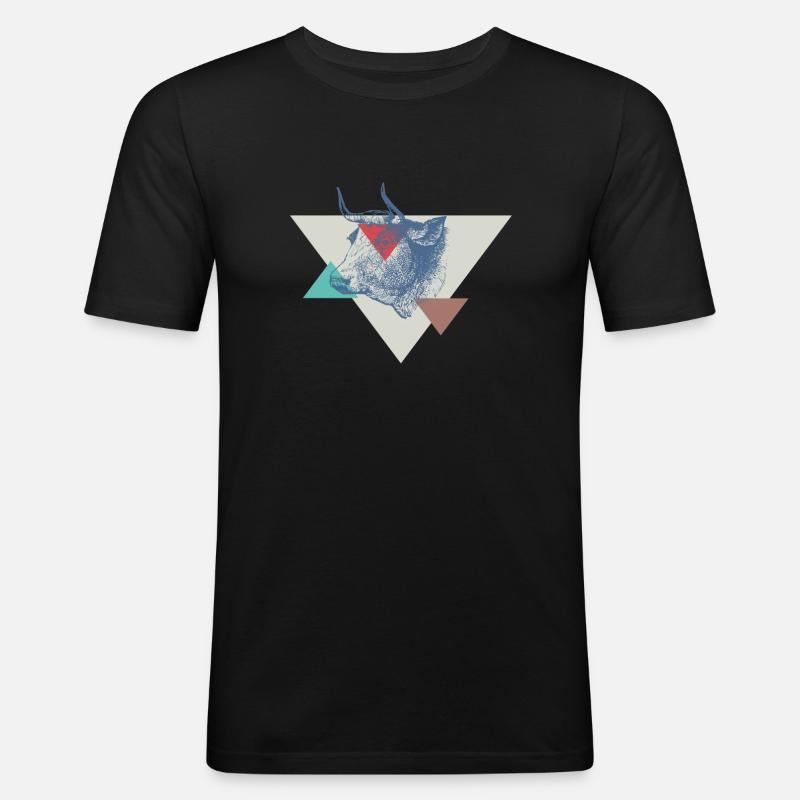 Conception de triangle de vache - T-shirt près du corps Homme - noir