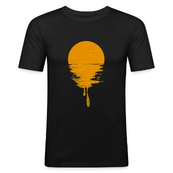 Lever du soleil - T-shirt près du corps Homme - noir - Devant - Nik (191cm)