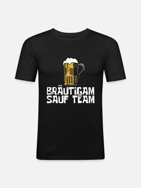 Bräutigam Sauf Team - Männer Slim Fit T-Shirt - Schwarz
