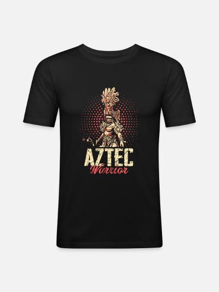 Azteken Krieger Mexiko - Männer Slim Fit T-Shirt - Schwarz