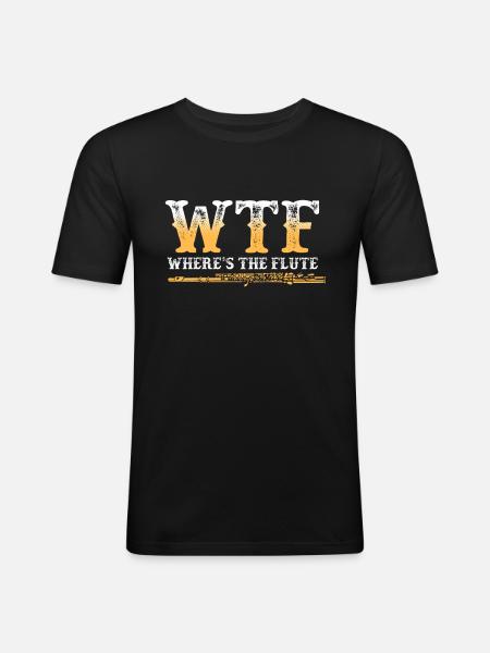 flûte - T-shirt près du corps Homme - noir