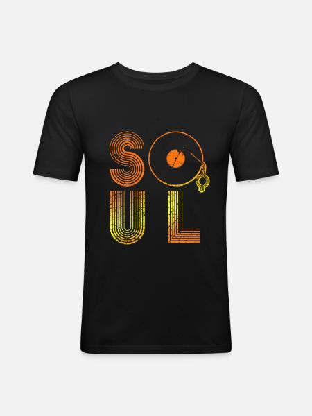 Soul Musik - Männer Slim Fit T-Shirt - Schwarz