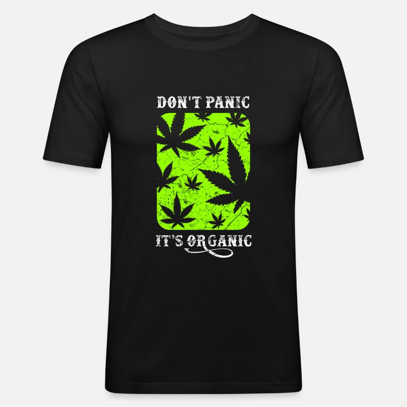 Cannabis Hanf Haschisch Marihuana - Männer Slim Fit T-Shirt - Schwarz