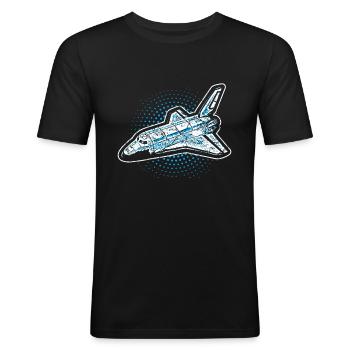 Navette spatiale NASA - T-shirt près du corps Homme - noir - Devant - Nik (191cm)
