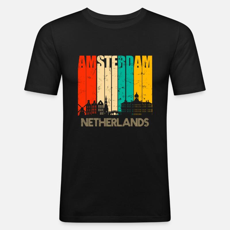Amsterdam - Männer Slim Fit T-Shirt - Schwarz