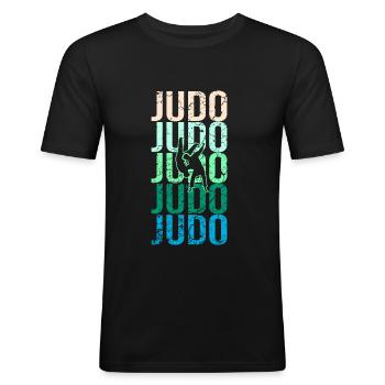 Judo - Männer Slim Fit T-Shirt - Schwarz - Vorne - Nik (191cm)