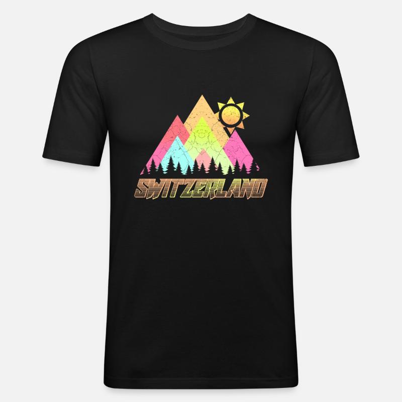 Schweiz Schweizer Alpen Matterhorn - Männer Slim Fit T-Shirt - Schwarz