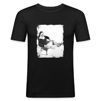 Nonne sexy - T-shirt près du corps Homme - noir - Devant - Nik (191cm)