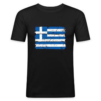 Flagge Griechenland - Männer Slim Fit T-Shirt - Schwarz - Vorne - Nik (191cm)
