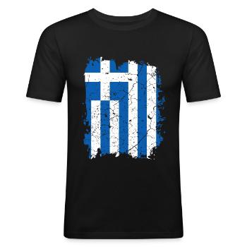 Flagge Griechenland - Männer Slim Fit T-Shirt - Schwarz - Vorne - Nik (191cm)