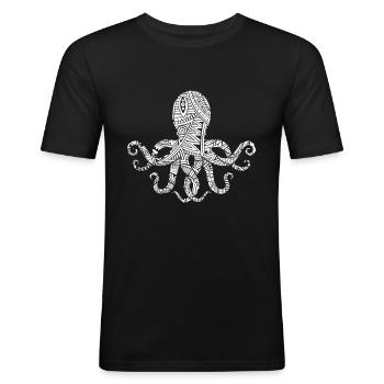 Tintenfisch Kraken Oktopus Maori Tribal Tattoos - Männer Slim Fit T-Shirt - Schwarz - Vorne - Nik (191cm)