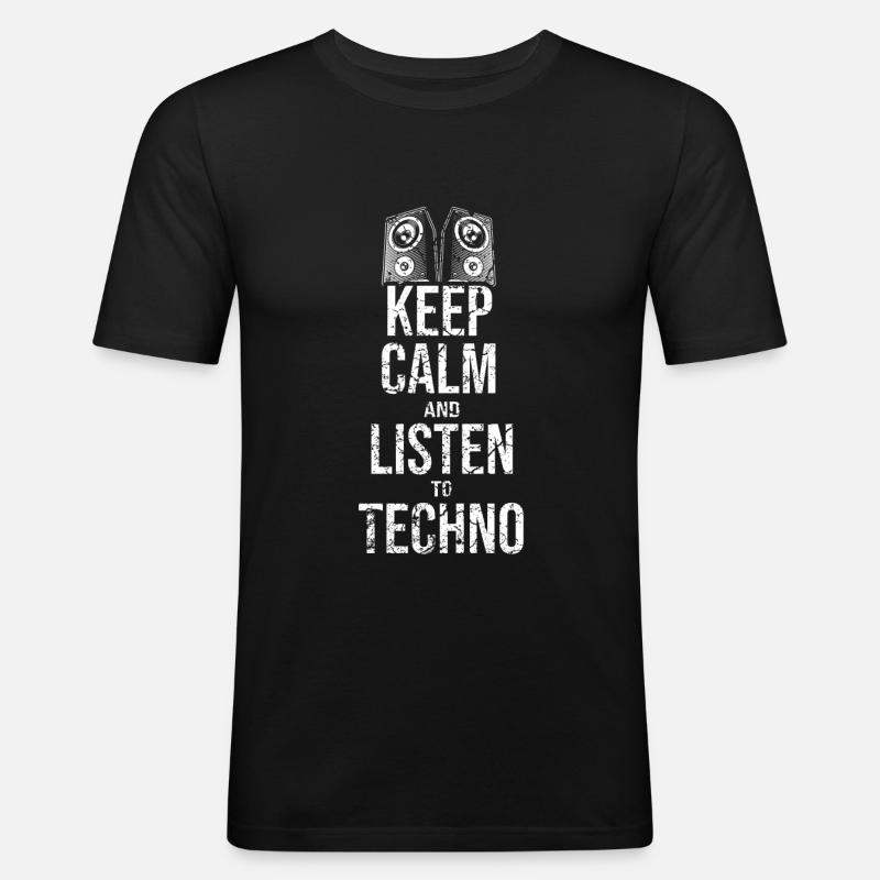 Techno - Männer Slim Fit T-Shirt - Schwarz