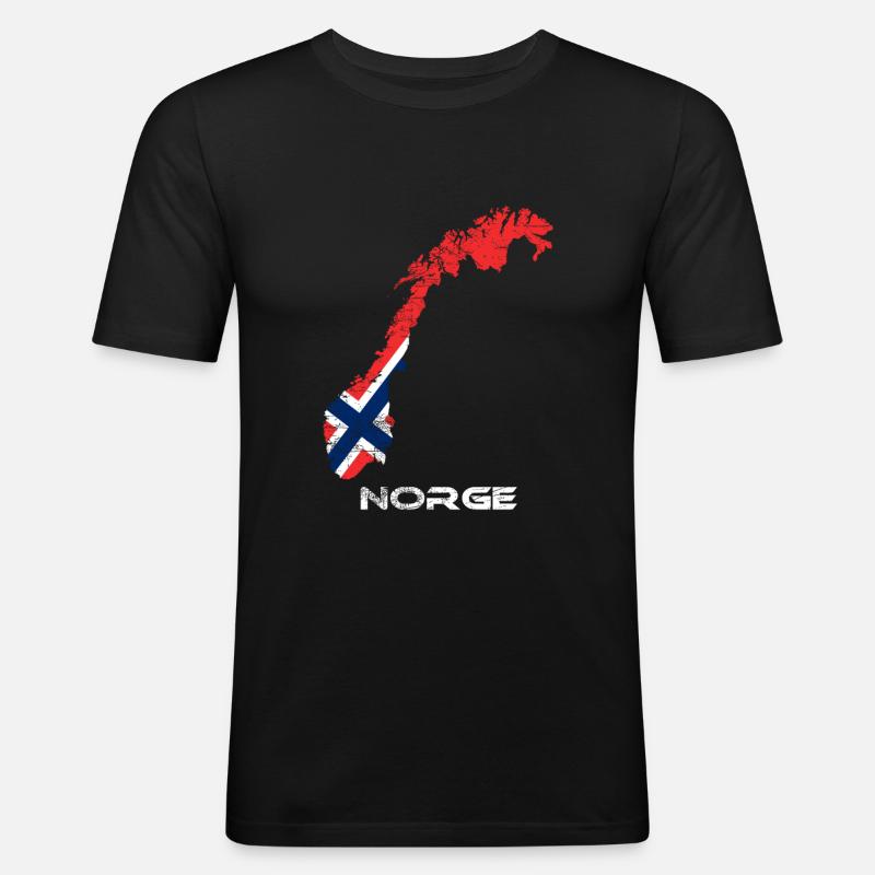 Norwegen - Männer Slim Fit T-Shirt - Schwarz