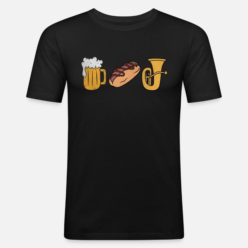 Bier Bratwurst und Blasmusik - Männer Slim Fit T-Shirt - Schwarz