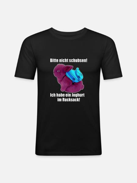 Joghurt im Rucksack - Männer Slim Fit T-Shirt - Schwarz