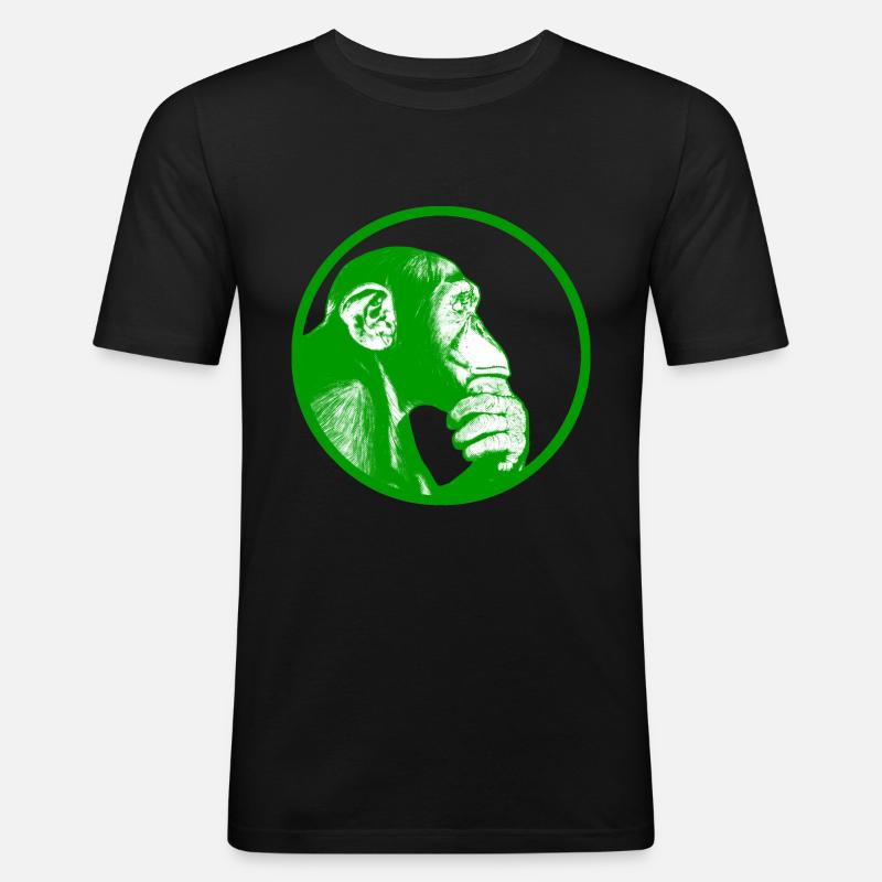 Denke nach Affe Schimpanse - Männer Slim Fit T-Shirt - Schwarz