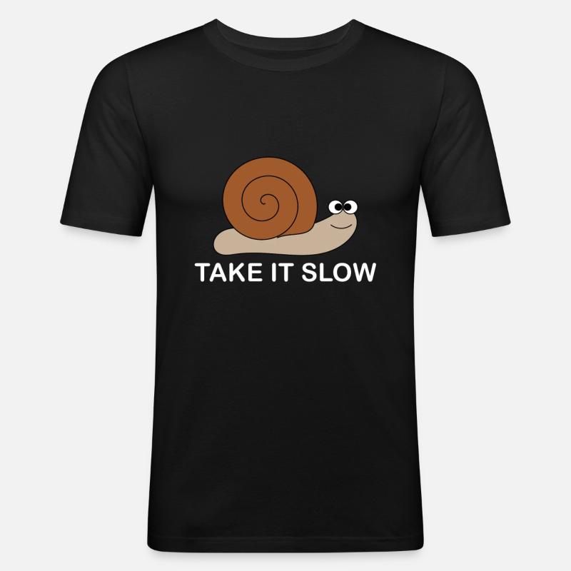 Langsame Schnecke - Männer Slim Fit T-Shirt - Schwarz