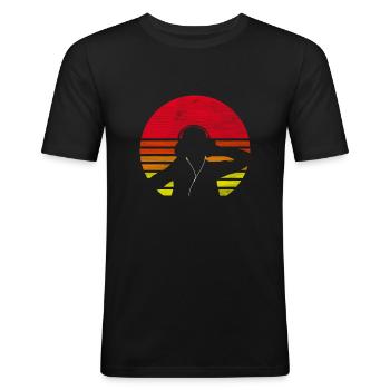 DJ Deejay DJing Retro - Men's Slim Fit T-Shirt - black - Front - Nik (191cm)