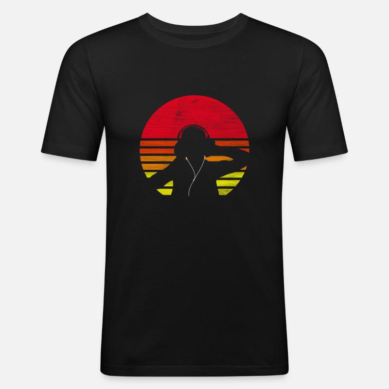 DJ Deejay Djing Retro - Männer Slim Fit T-Shirt - Schwarz
