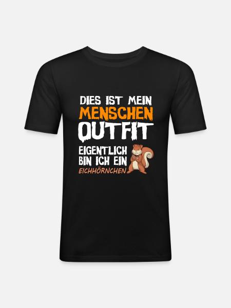 Eichhörnchen Kostüm Outfit Spruch Geschenk - Männer Slim Fit T-Shirt - Schwarz