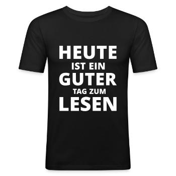 Lesen Buch Bücher Spruch Geschenk - Männer Slim Fit T-Shirt - Schwarz - Vorne - Nik (191cm)