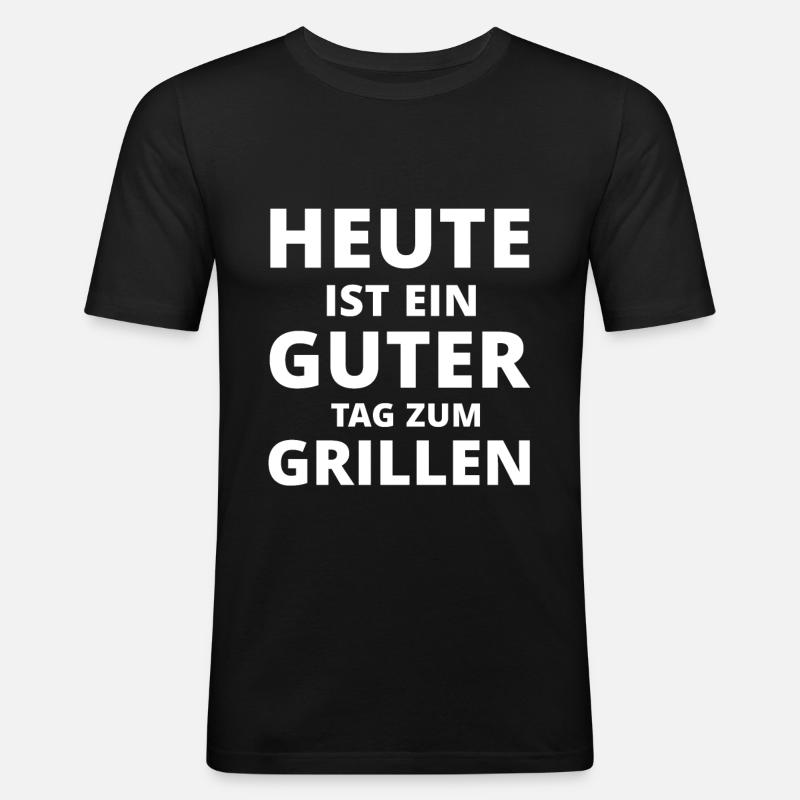 Griller Grillen Spruch Geschenk - Männer Slim Fit T-Shirt - Schwarz