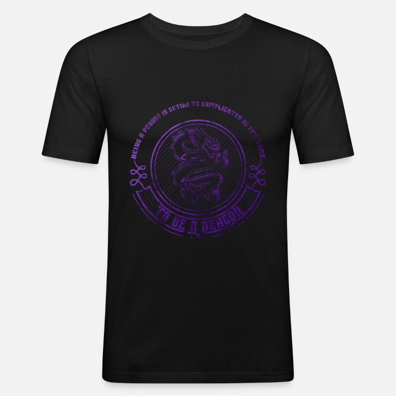 Drache - Männer Slim Fit T-Shirt - Schwarz