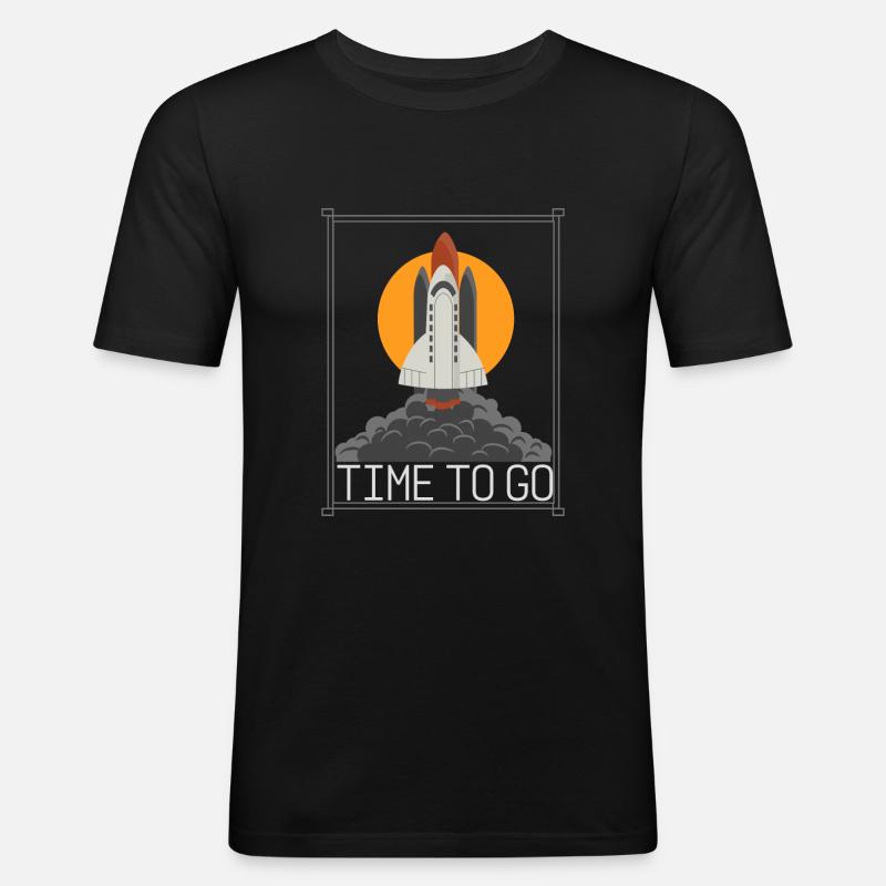 Rakete - Männer Slim Fit T-Shirt - Schwarz