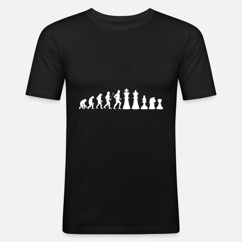 Evolution Schach - Männer Slim Fit T-Shirt - Schwarz
