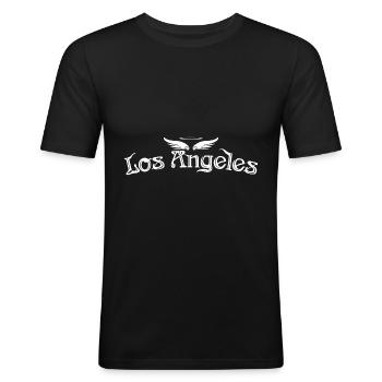 Los Angeles - T-shirt près du corps Homme - noir - Devant - Nik (191cm)
