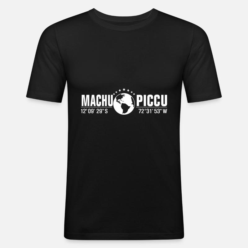 Machu Picchu Coordinates - Men's Slim Fit T-Shirt - black