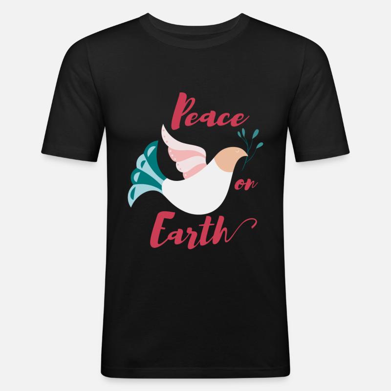 Weihnachten Taube Spruch - Männer Slim Fit T-Shirt - Schwarz