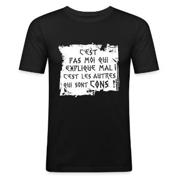 C''est pas moi c'est les autres qui sont cons ! - T-shirt près du corps Homme - noir - Devant - Nik (191cm)