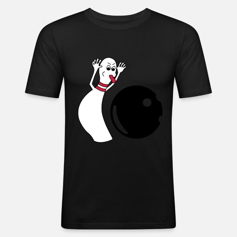 Bowling Pin - Männer Slim Fit T-Shirt - Schwarz