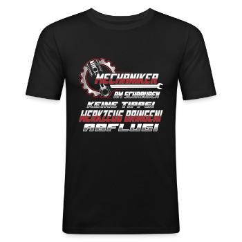 Mechaniker Mechatroniker Landmaschinen Werkstatt - Männer Slim Fit T-Shirt - Schwarz - Vorne - Nik (191cm)