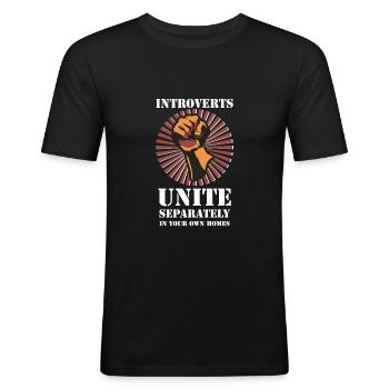 Introvert schuechtern - Männer Slim Fit T-Shirt - Schwarz - Vorne - Nik (191cm)