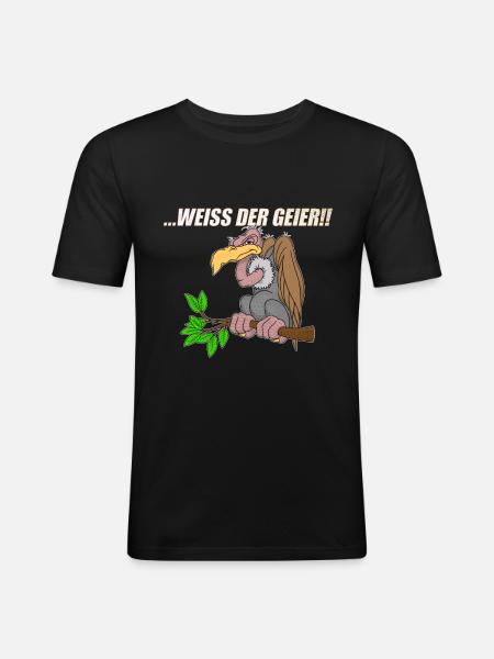 Weiss der Geier - Männer Slim Fit T-Shirt - Schwarz