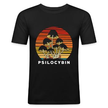 Hippie Magic Mushrooms Forager Psychedelic LSD - Men's Slim Fit T-Shirt - black - Front - Nik (191cm)