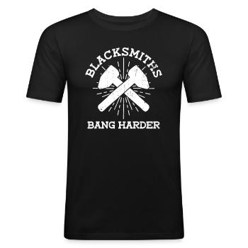 Blacksmiths Bang Harder - blacksmith forge - Men's Slim Fit T-Shirt - black - Front - Nik (191cm)