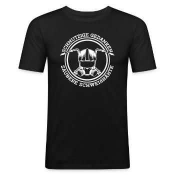Schmutzige Gedanken Aber Saubere Schweißnähte - - Männer Slim Fit T-Shirt - Schwarz - Vorne - Nik (191cm)