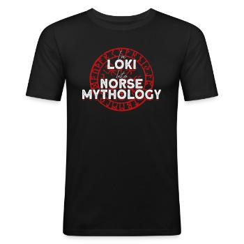 I am Loki Viking in Norse mythology - Men's Slim Fit T-Shirt - black - Front - Nik (191cm)
