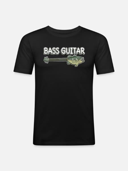 Guitare basse - Guitariste basse Basse - T-shirt près du corps Homme - noir