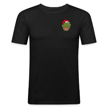 Crocodile pixelated Christmas - Funny Aligator - Men's Slim Fit T-Shirt - black - Front - Nik (191cm)